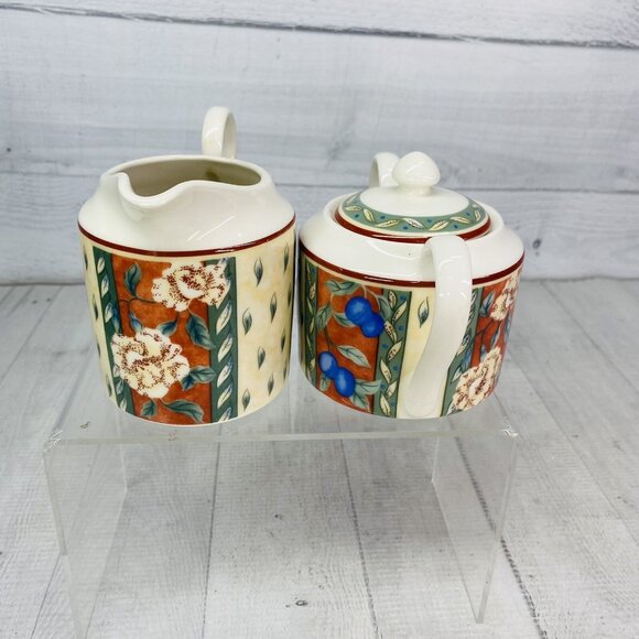 PTS international Interiors PROVENCE Fruit Porcelain Lid Sugar Bowl Creamer Set - Picture 7 of 16
